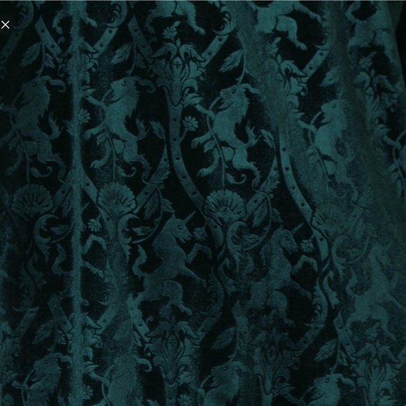 Emerald Aetheling velvet top Unicorn print Ethereal alt goth bell sleeve - Picture 5 of 5